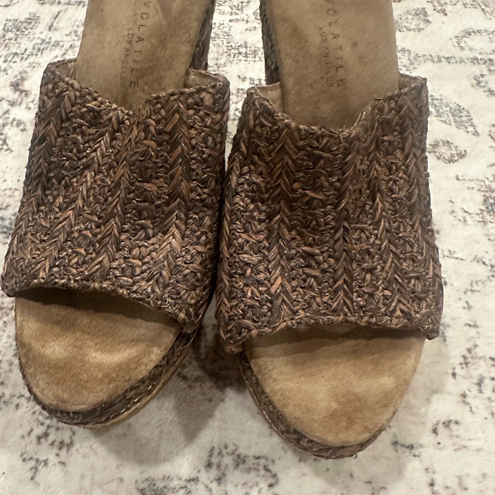 Very Volatile Brown Woven Mules